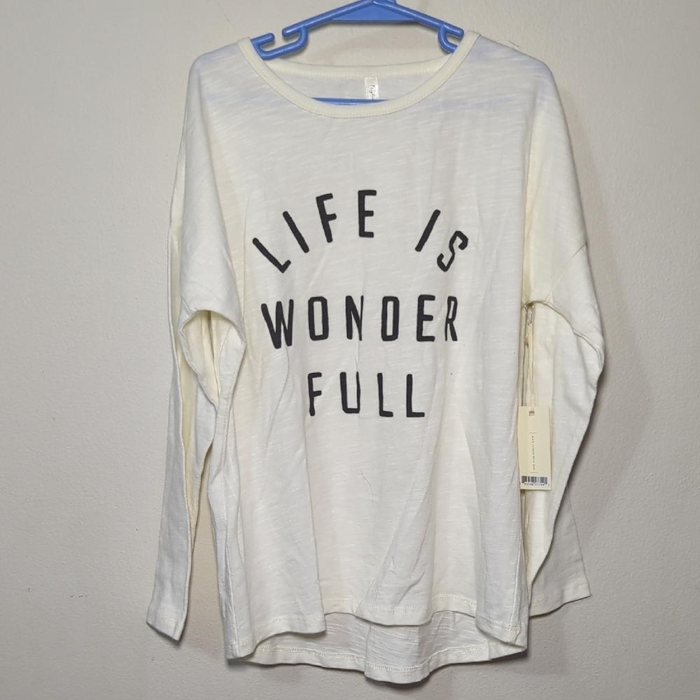 Rylee + Cru Ivory Long Sleeve Graphic Tee Life is Wonder Full NEW Kids Size 8-9